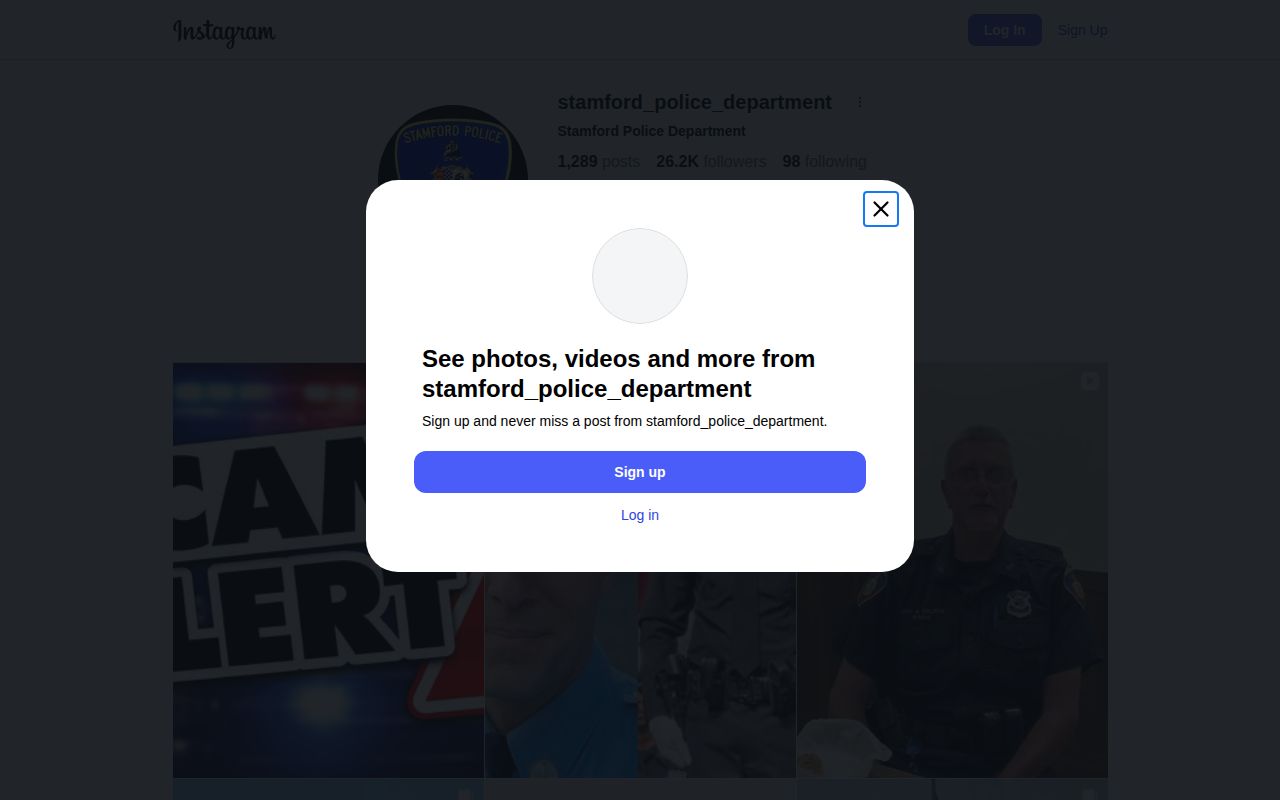 Stamford Police official social channel used for selected news, not a 72 hour release list