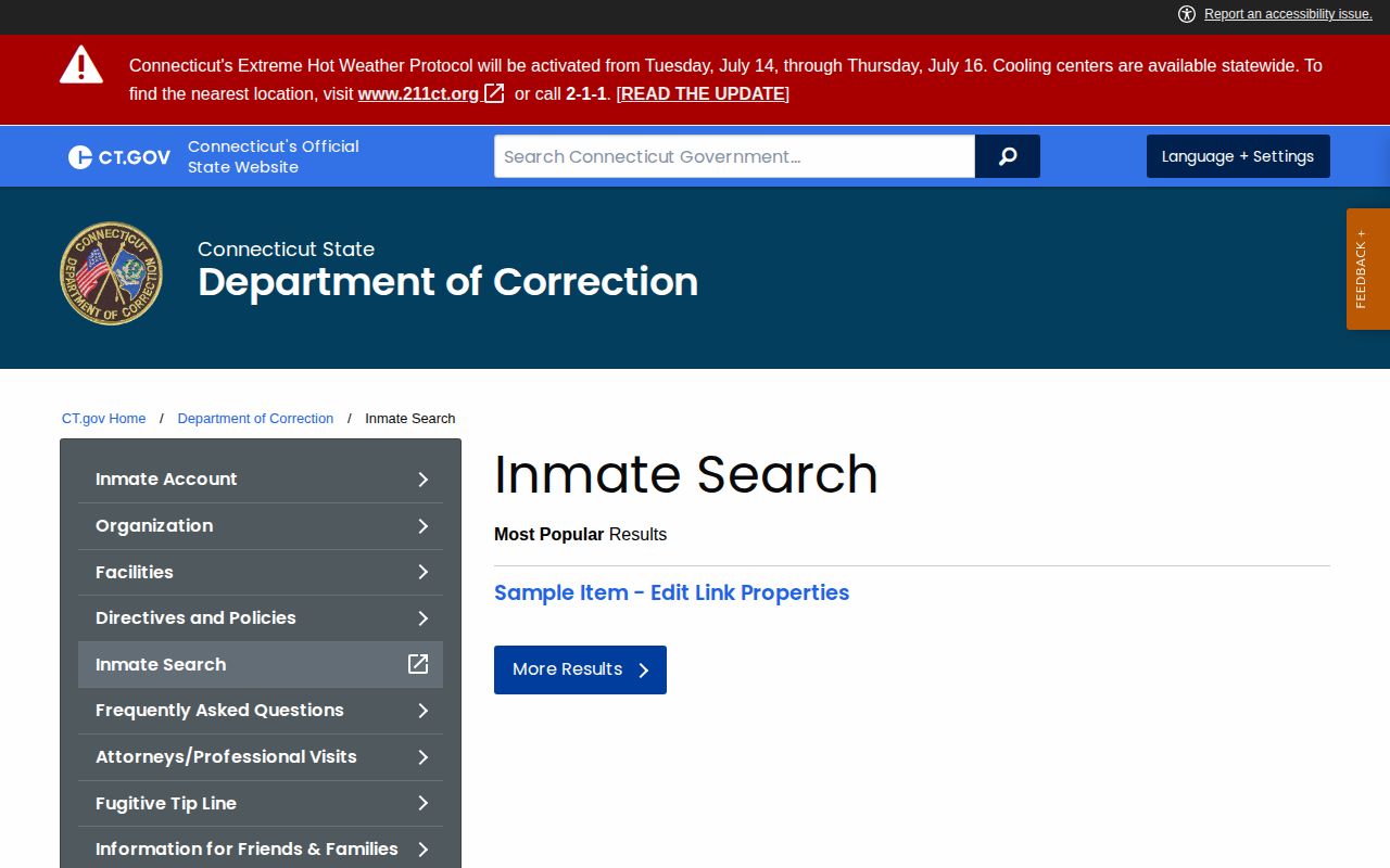 Connecticut DOC search for Stamford County released inmates